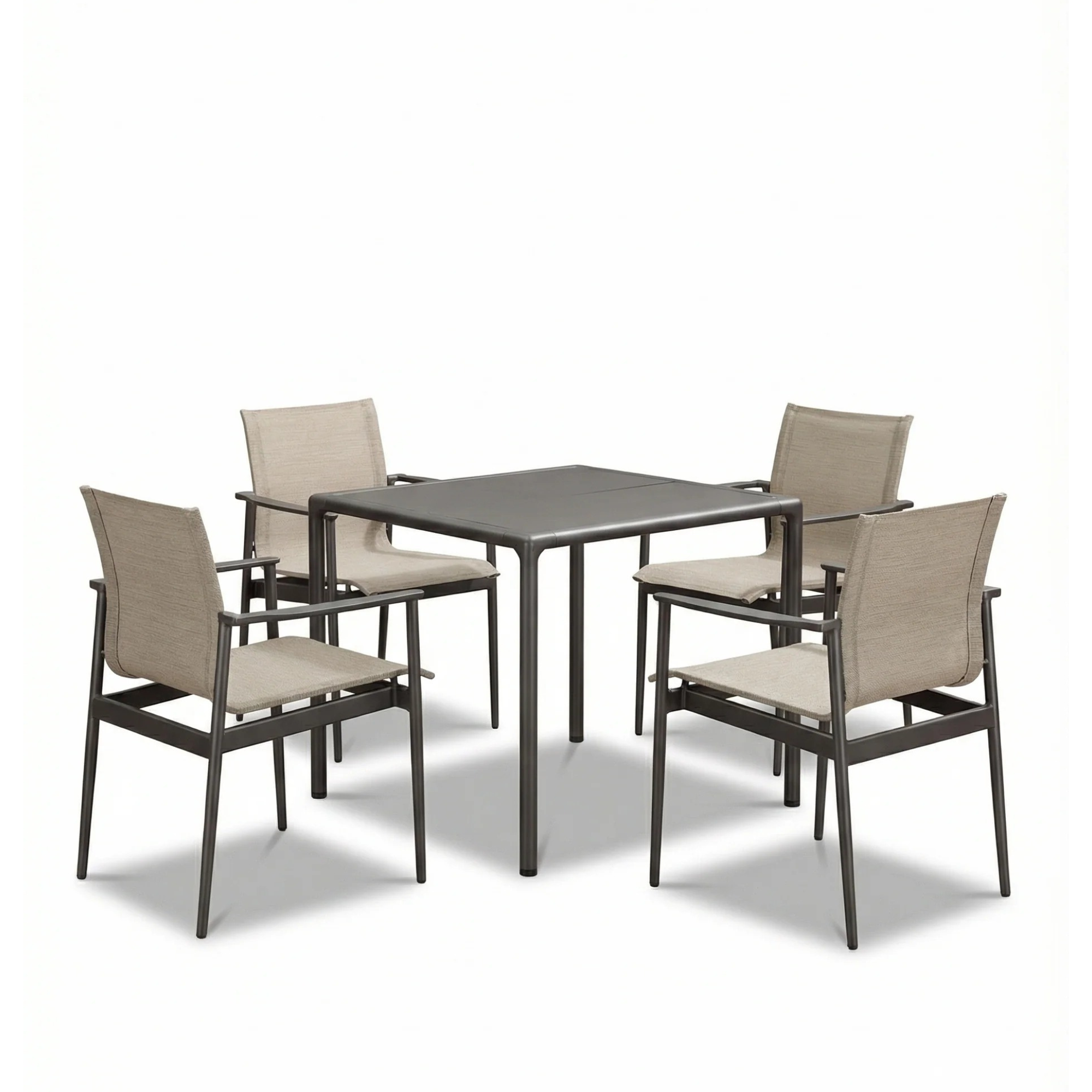 Dubai Dark Grey Outdoor Dining Chair With Dining Table