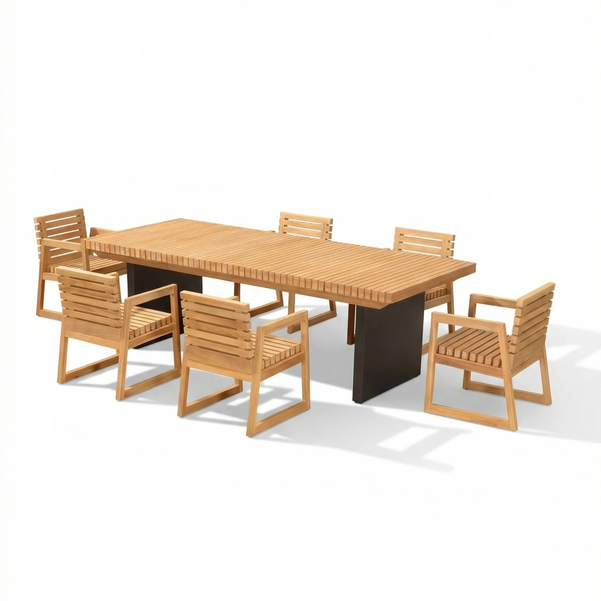 Philadelphia Natural Wood Outdoor Dining Chair With Dining Table