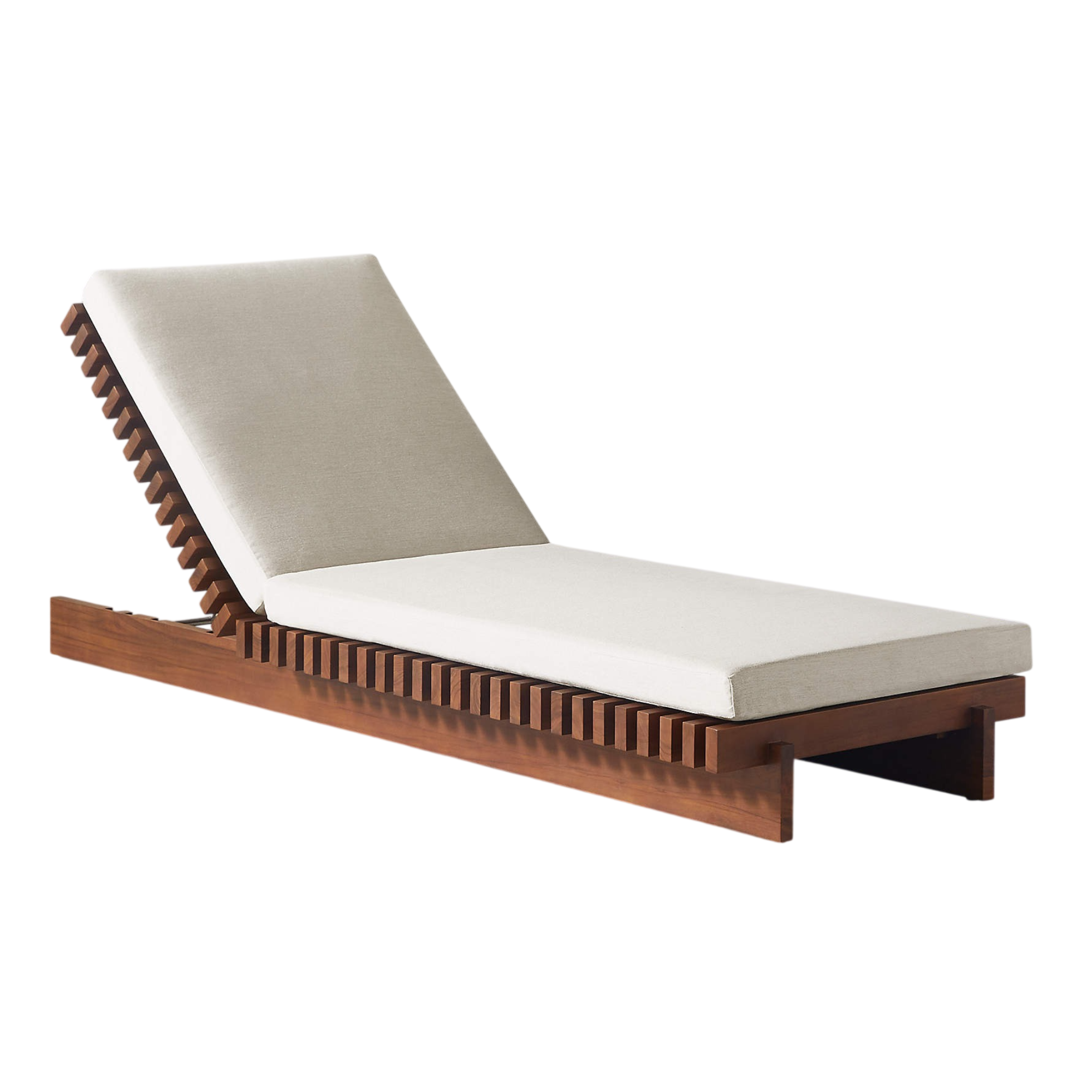 aiko Stained Teak Outdoor Sun Lounger with Sunbrella