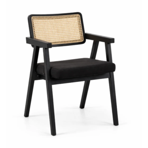 Taro Black Wood Cane Dining Chair