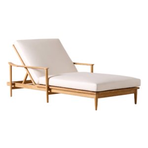 Tide Teak Outdoor Sun Lounger With Ivory Sunbrella® Cushions